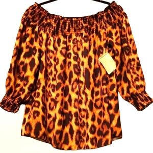 Hailey & Co Leopard print off the shoulder top